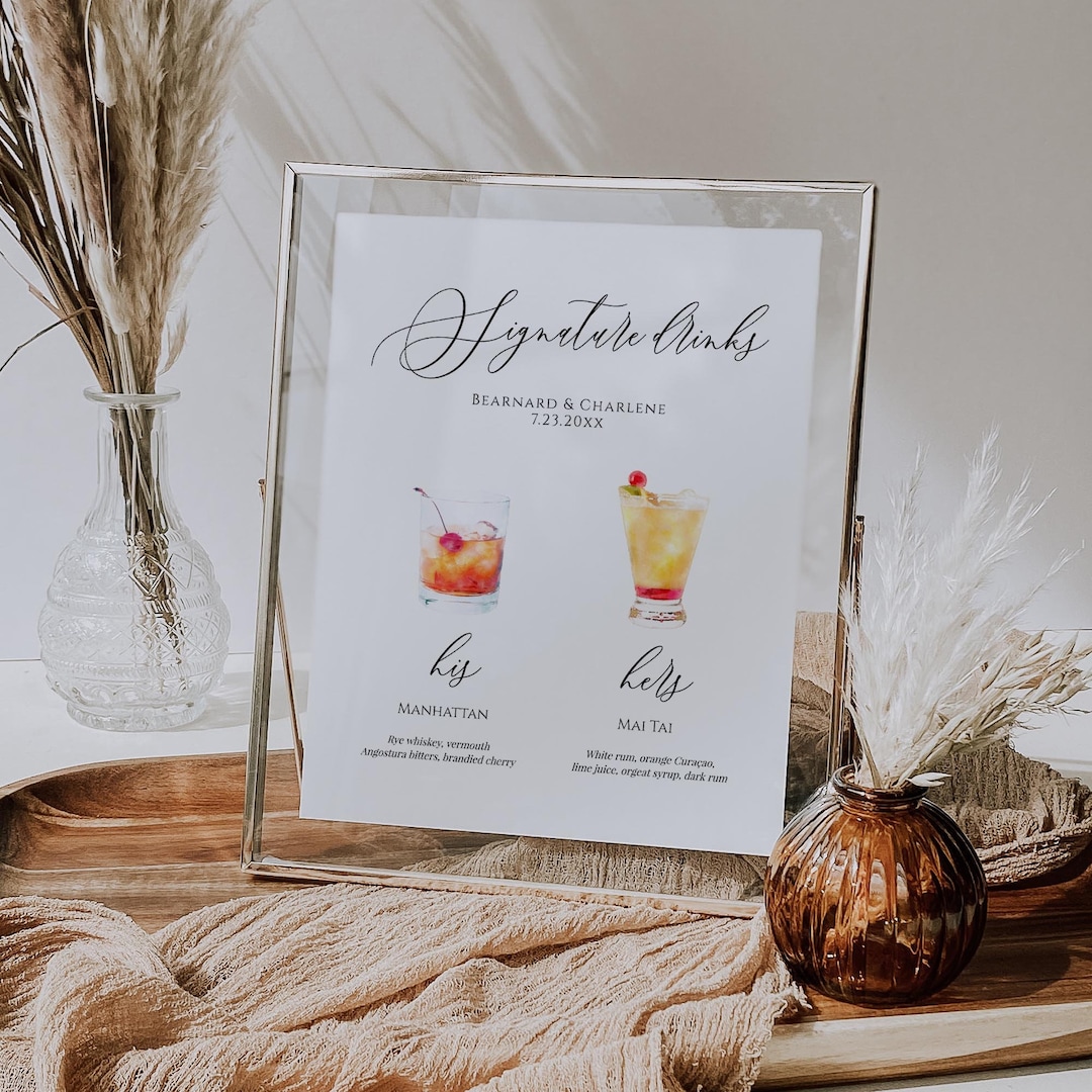 Wedding Signature Cocktail Sign Template Editable Signature Drinks Wedding Signature Cocktail Sign Template Editable Signature Drinks