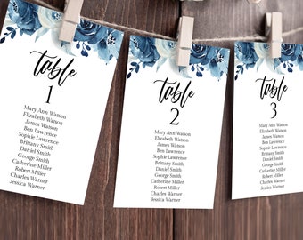 Blue And Silver Seating Chart Template, Editable Seating Cards, Seating Chart Sign, Wedding Seating Chart Template Download, Templett, C55