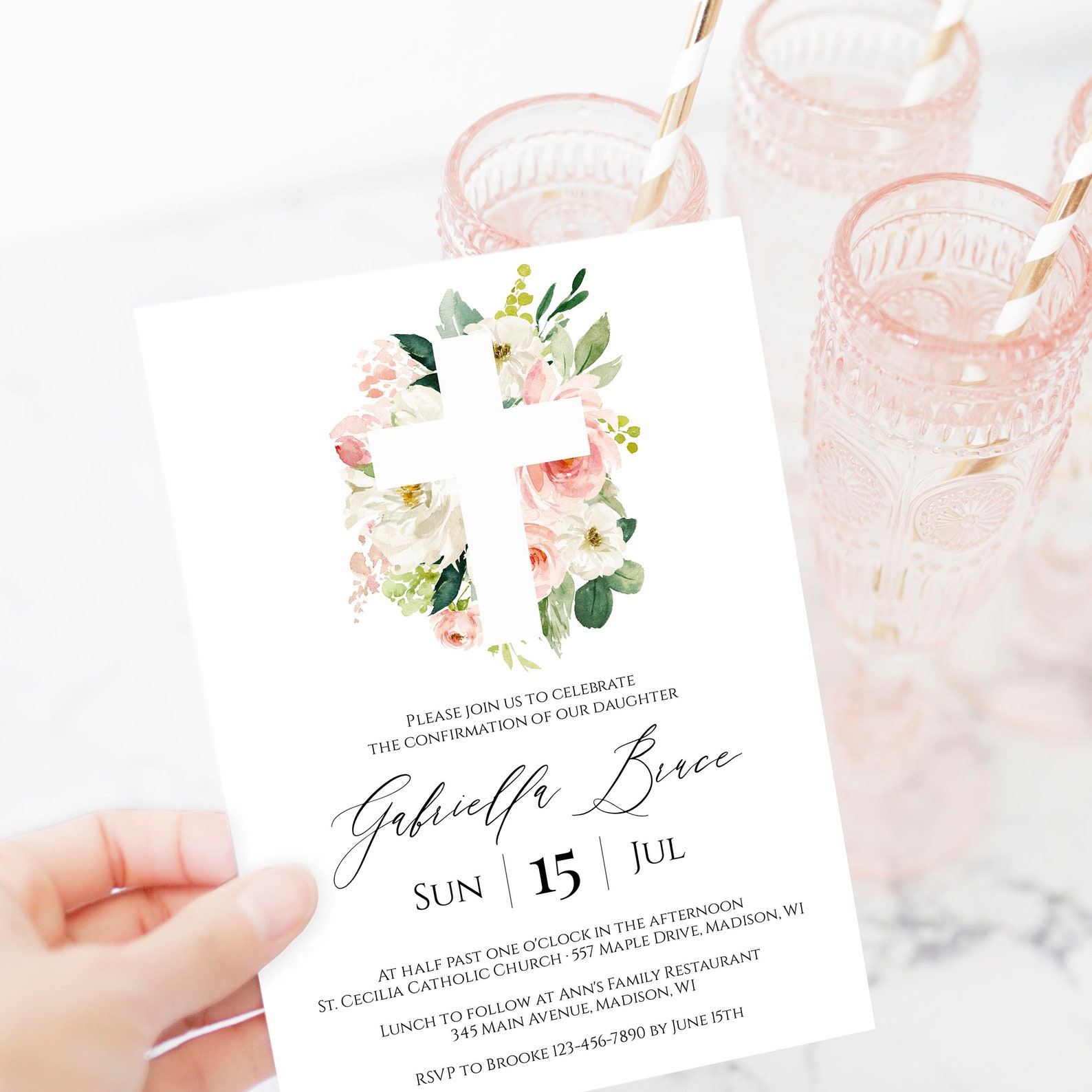 Confirmation Invitation Template Instant Download Printable Etsy 