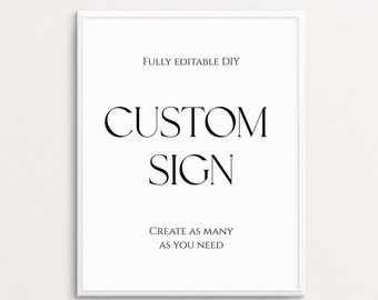 Classic Custom Wedding Sign Template, Self-Editable Sign, Printable Wedding Signs, Modern Wedding Sign, Minimalist Sign, Templett, C70