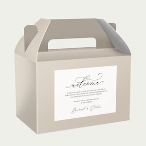 Welcome Bag Sticker, Welcome Bag Label, Gable Box Labels, Wedding Welcome Box Label, Favor Label, Favor Sticker Printable Label Templett C16