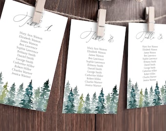Woodland Seating Chart Template Download, Editable Forest Seating Cards, Seating Chart Sign, Wedding Seating Chart Template, Templett, C48