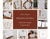 Classic Wedding Bundle, Formal Wedding Bundle Template Set, Modern Wedding Invitation Suite, Minimalist Wedding Template Bundle Templett C89