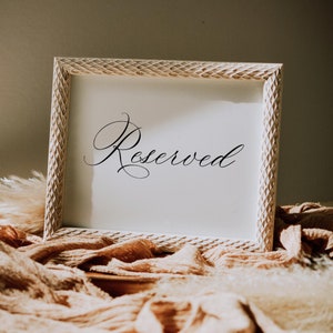 Elegant Reserved Sign Template, Modern Reserved Seating Sign, Calligraphy Wedding Reserved Row Sign, Classic Reserved Sign, Templett, C60
