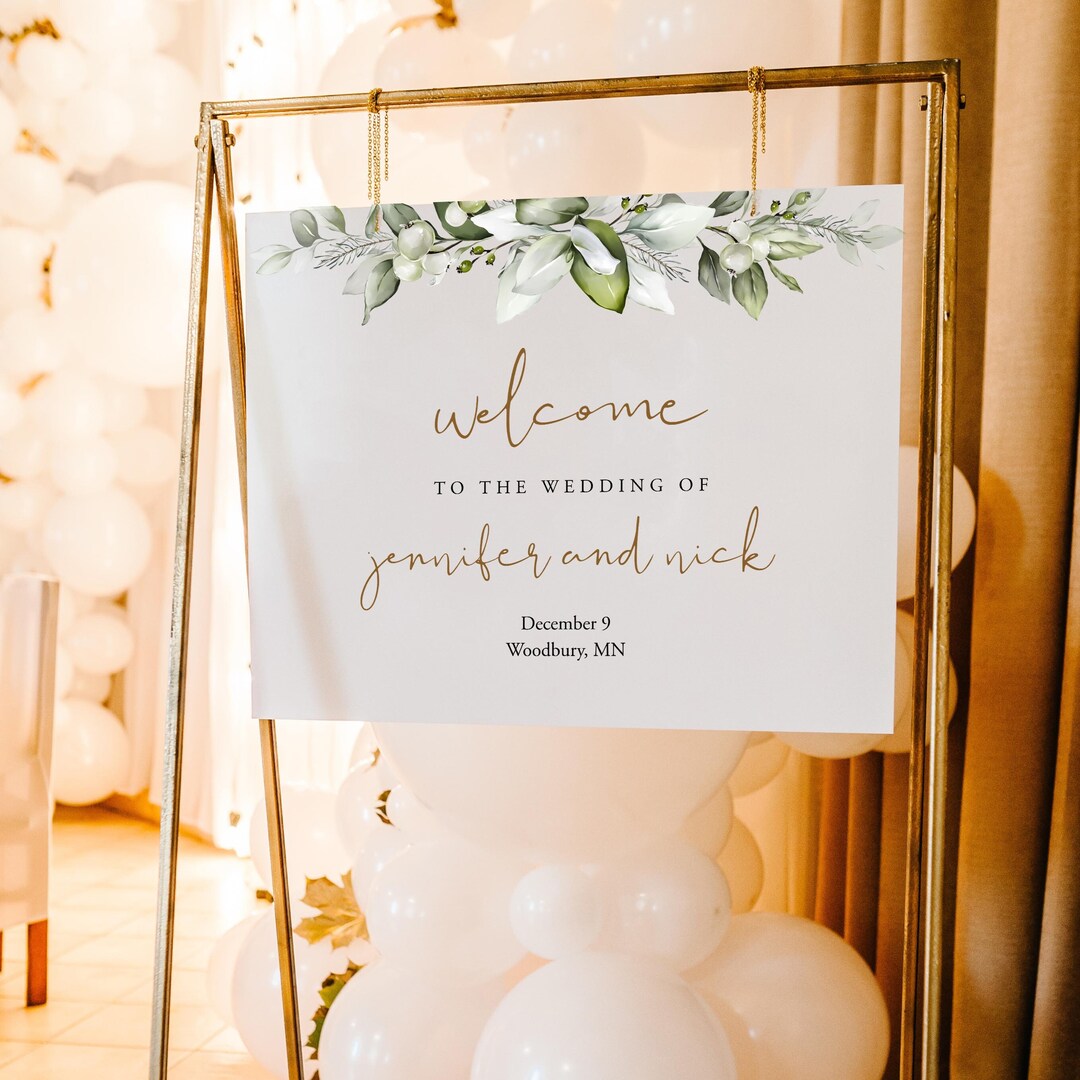 Greenery Welcome Sign Template Download, Editable Winter Welcome Sign ...
