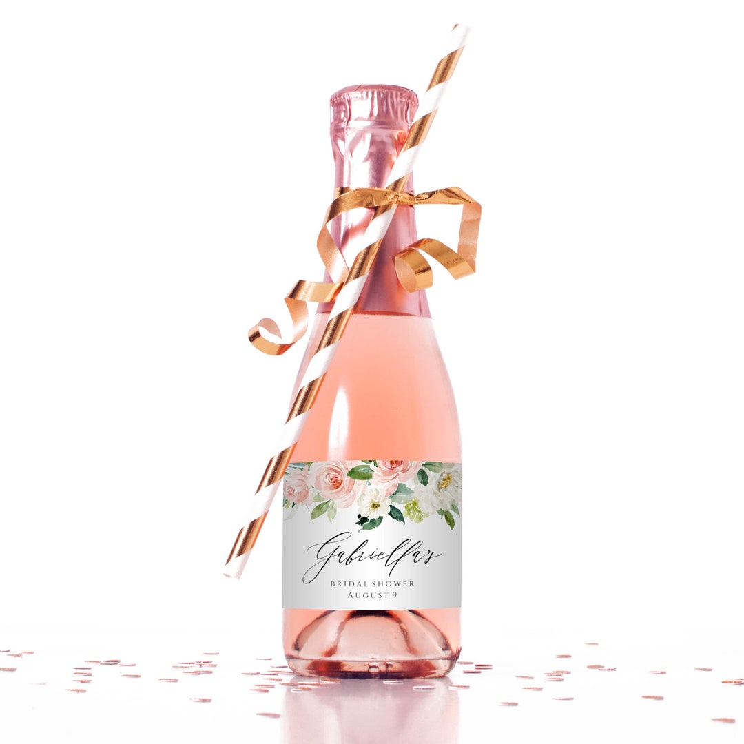 Editable Mini Champagne Label Template, Instant Download, Bridal Shower Favor, Printable Bridal ...