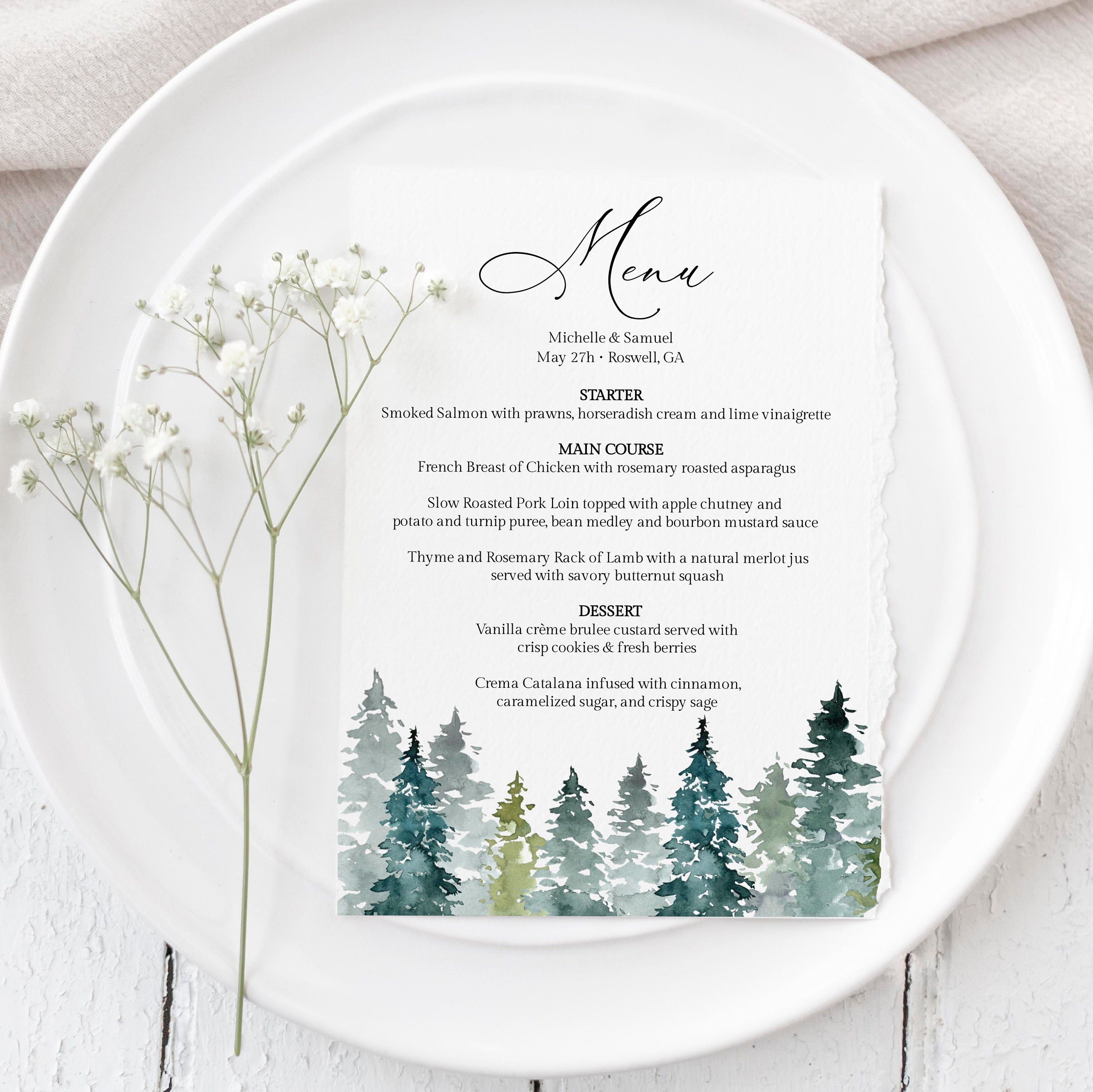 Forest Menu Template Outdoor Dinner Menu 2 Sizes Printable Etsy