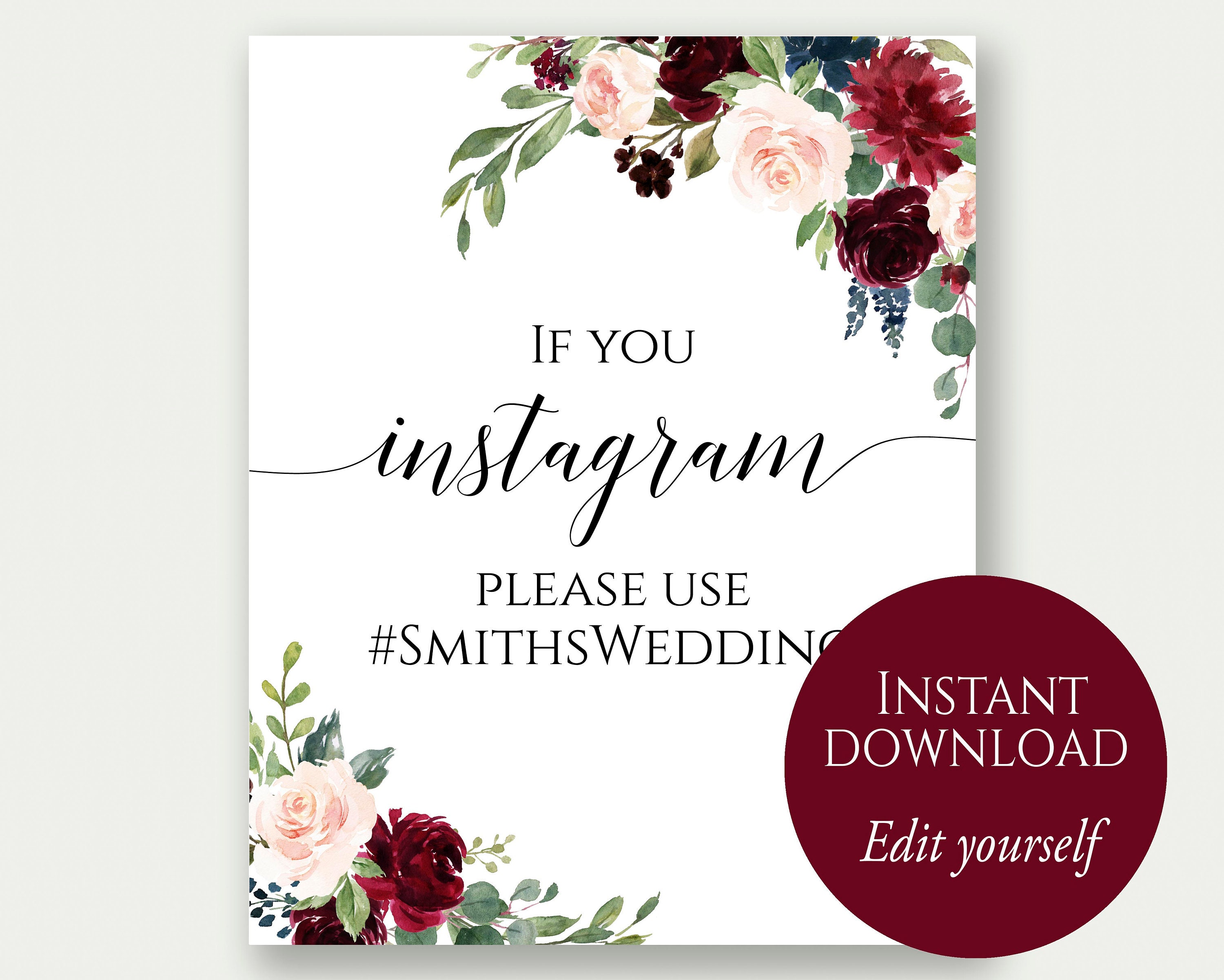 Instagram Wedding Sign If You Instagram Sign Instagram | Etsy