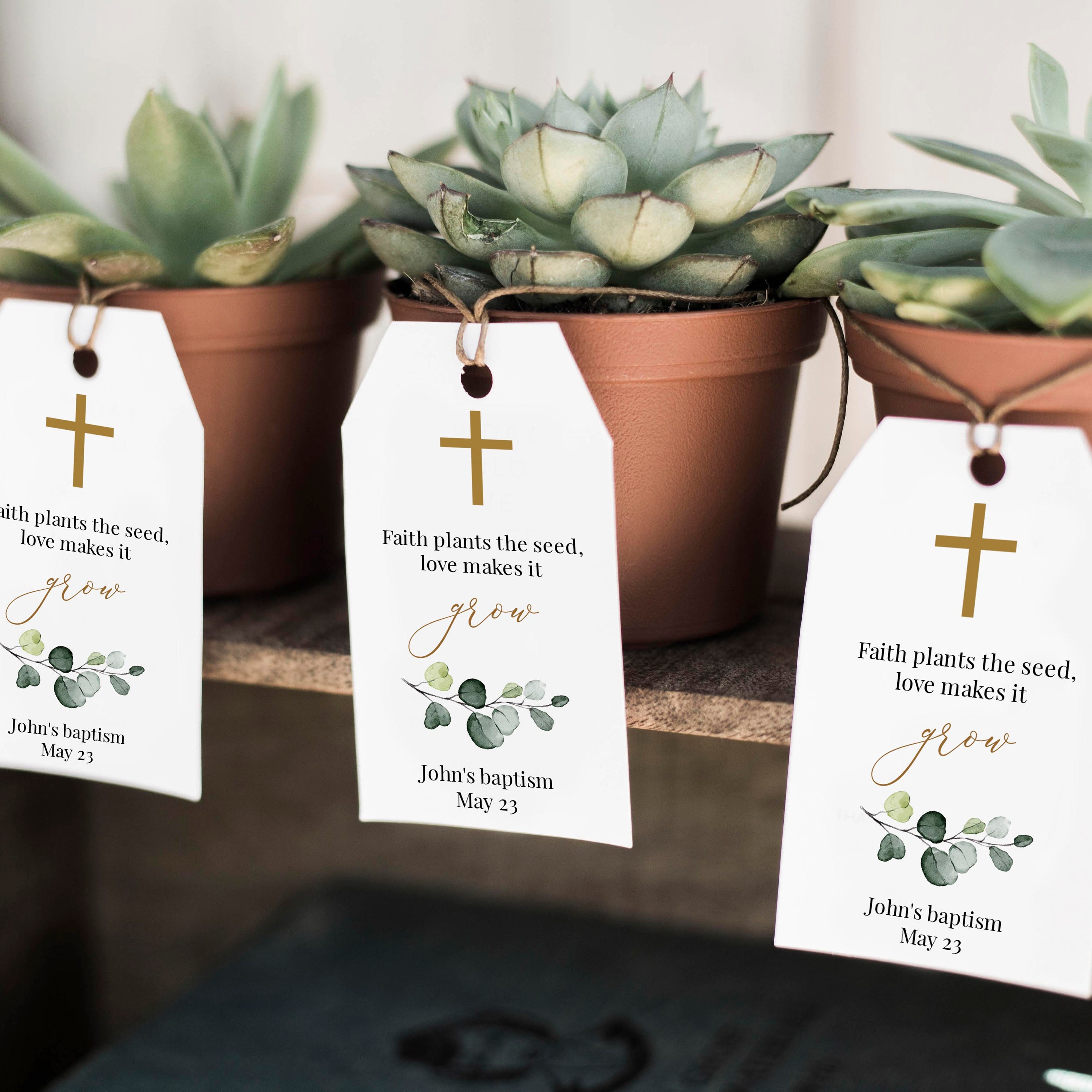Baptism Favor Tag Template Faith Plants the Seed Love Makes - Etsy