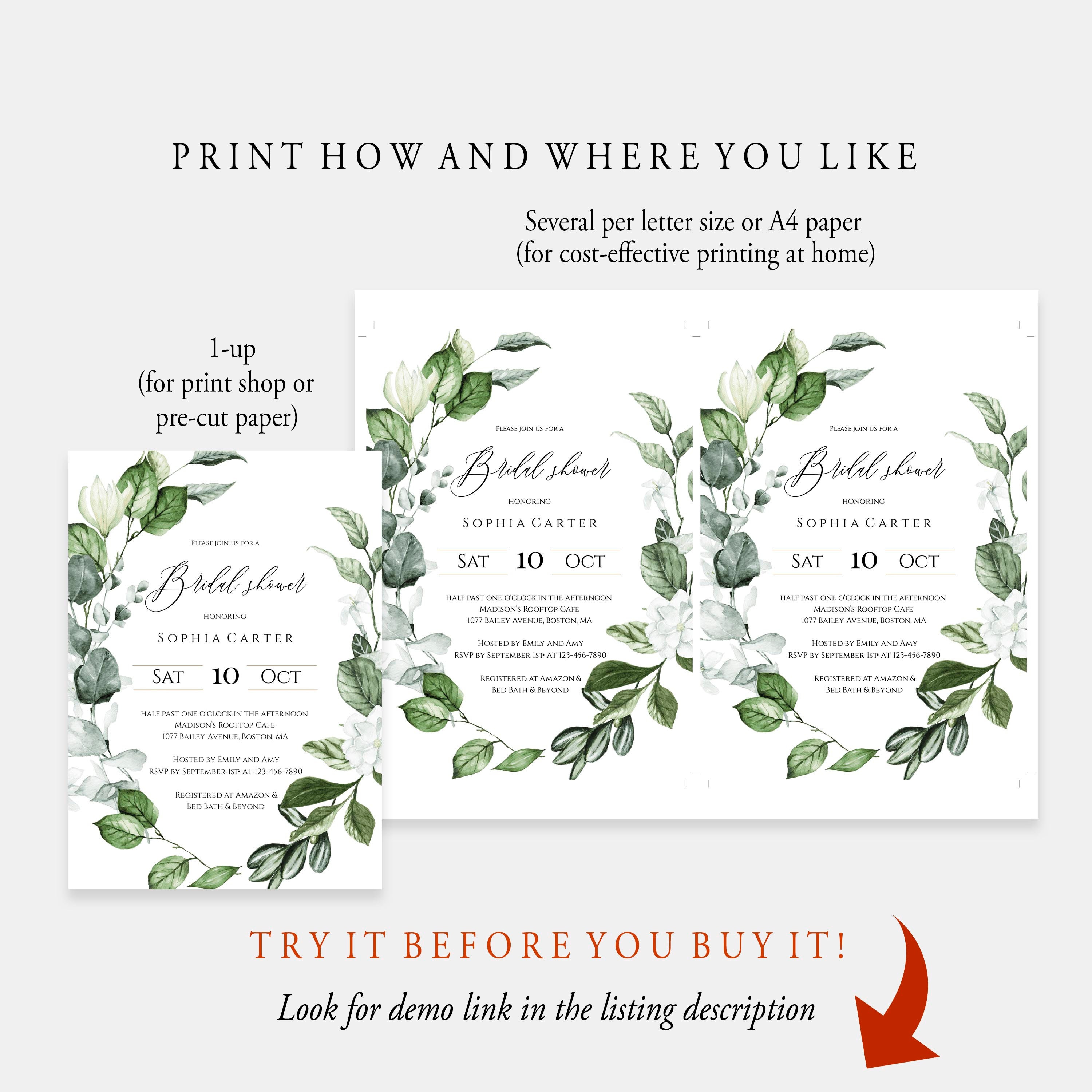 Printable Bridal Shower Invitation Template Download Editable | Etsy