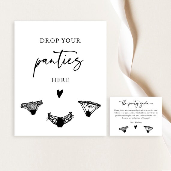Drop Your Panties Here Sign and Card | Bachelorette Party Games, The ...