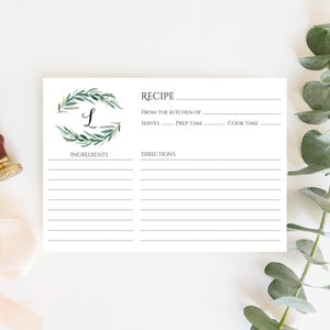 Monogram receptkaartsjabloon 4 x 6'', volledig bewerkbare gepersonaliseerde laurierreceptkaart, eerste receptkaart vrijgezellenfeest afdrukbaar, Templett