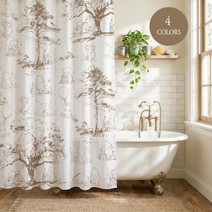 Classic Winnie-the-Pooh Shower Curtain Pooh And Friends Bath Curtain 100 Acre Wood Bathmat Winnie Hundred Acre Wood Bathroom Curtain B22
