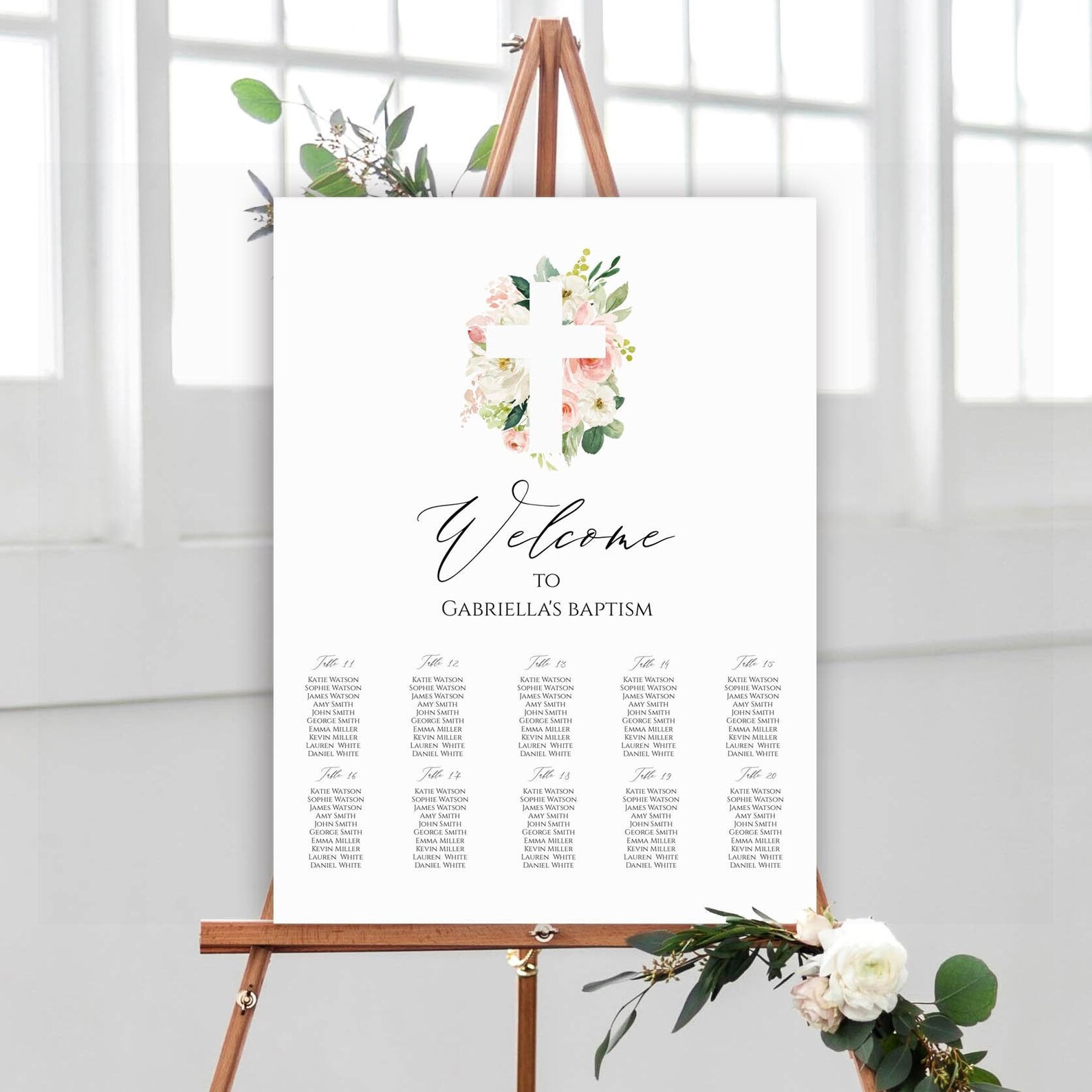Baptism Seating Chart Template Editable First Communion - Etsy
