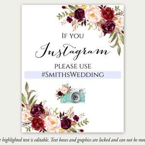 Instagram Wedding Sign, If You Instagram Sign, Instagram Template ...