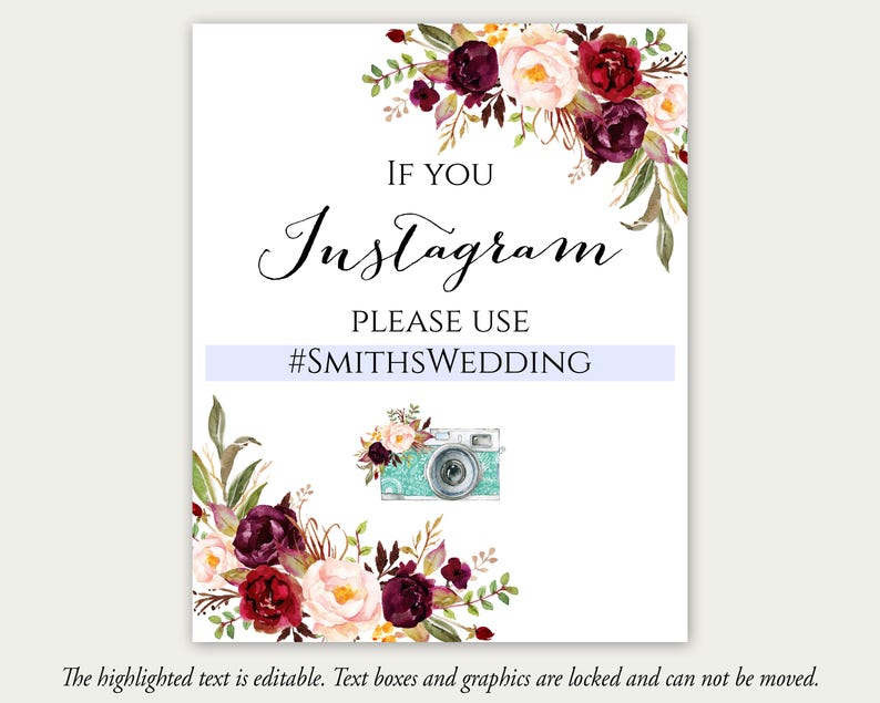 Instagram Wedding Sign If You Instagram Sign Instagram | Etsy