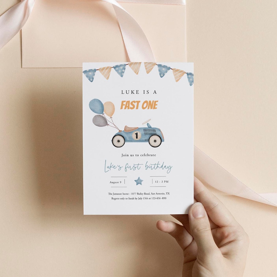 Boy 1st Birthday Invitation Boy First Birthday Invitation Template Race