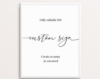 Modern Custom Wedding Sign Template, Basic Self-Editable Sign, Printable Wedding Signs, Simple Wedding Sign, Minimalist Sign, Templett, C65