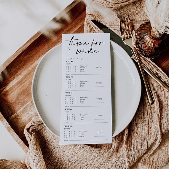 Wine Tasting Card Editable Wine Tasting Scorecard Blind Wine Tasting Sheet Wine Tasting Template Wine Tasting Party Score Card Templett C102