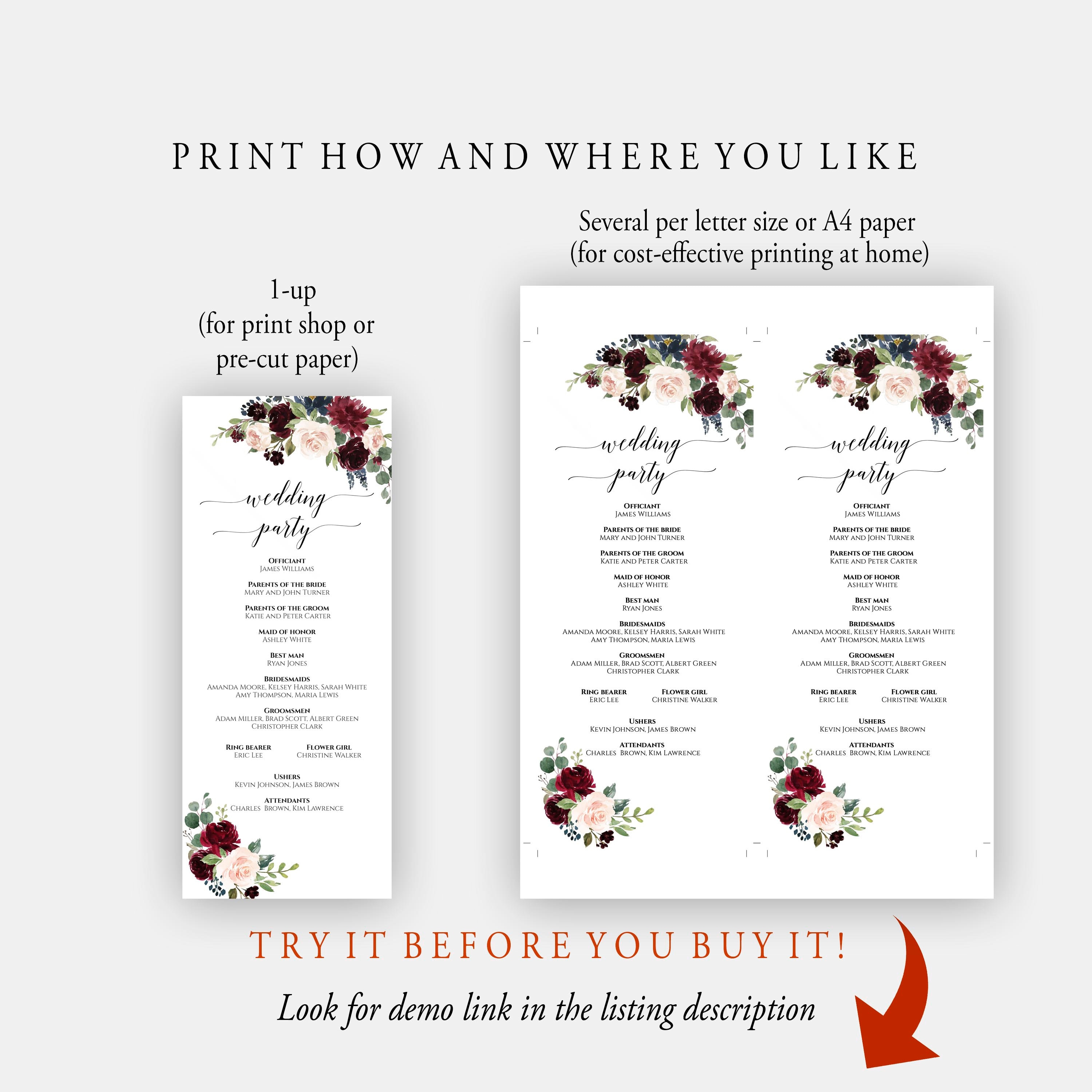 Editable Wedding Program Template Fully Editable Printable - Etsy