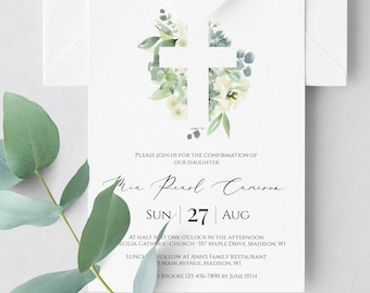 Confirmation Invitation For Boys, Instant Download, Printable Confirmation Invitation For Girls, Editable Confirmation Invite, Templett C15