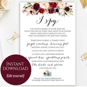 I Spy Wedding Game, Photo Hunt, Wedding Games, Wedding Activities, Marsala, Photo Challenge, Photo Game, Wedding Ideas, Wedding Reception