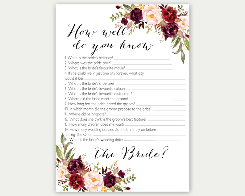 Bridal Shower Games Bridal Shower Game Set Bridal Game Set Etsy