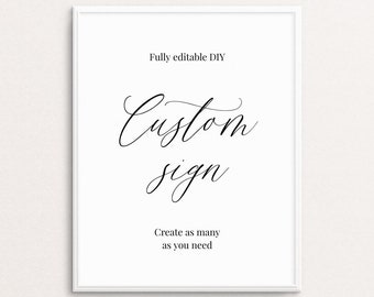 Modern Wedding Sign Template, Custom Editable Sign Classic, Printable Bridal Shower Sign, Simple Wedding Sign, Minimalist Sign, Templett C71