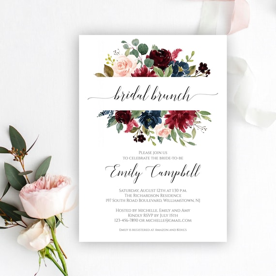 bridal brunch invitation template instant download fully editable printable bridal brunch invite burgundy bridal brunch templett c6 brunch invitation template