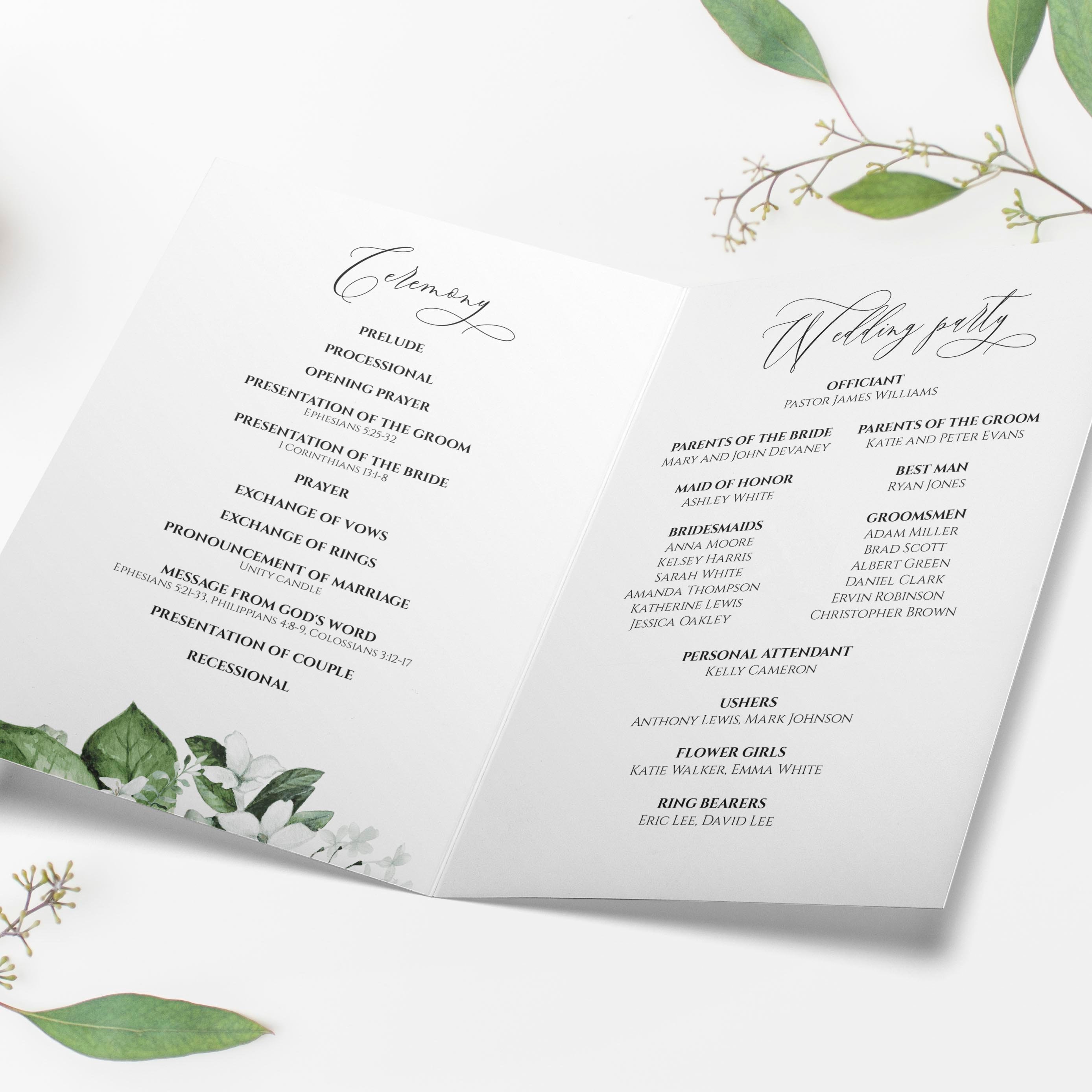 Folded Wedding Program Template Fully Editable Folded Etsy