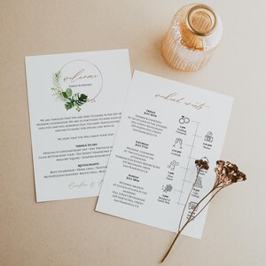 Tropical Wedding Itinerary Printable, Editable Welcome Letter, Destination Order Of Events Template, Welcome Bag Timeline, Templett, C36