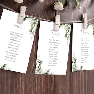Greenery Wedding Seating Chart Template, Editable Winter Seating Cards, Seating Chart Sign Download, Greenery And Gold Seating, Templett C81