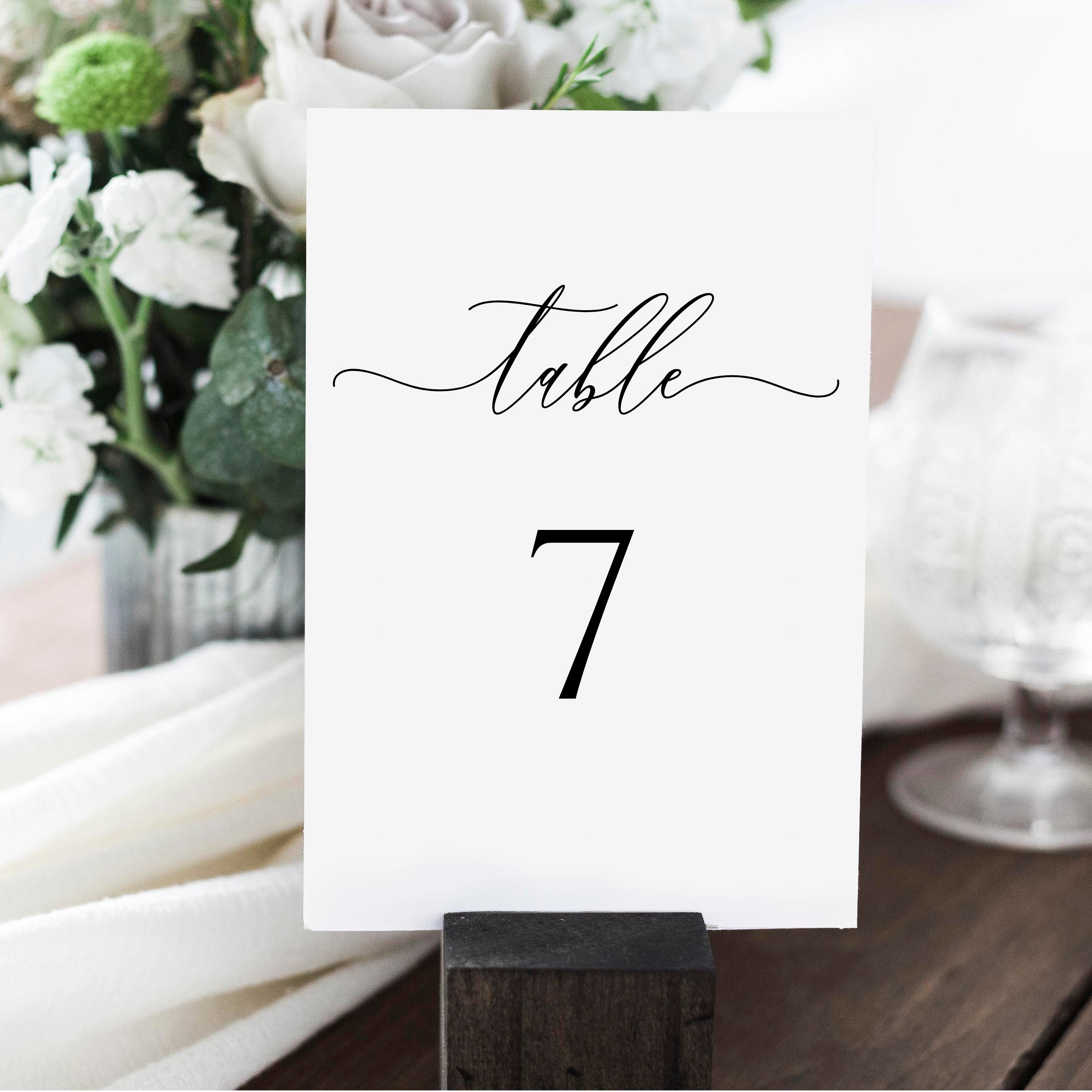 Classic Wedding Table Number Template, Editable Table Numbers Clean ...