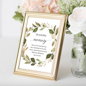 In Loving memory Sign Printable, Editable Memorial Sign, Memorial Table Sign, Foliage Remembrance Sign, Greenery Memory Sign, Templett