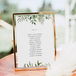 Green And Gold Seating Chart Template, Editable Seating Cards, Seating Chart Sign, Garden Wedding Seating Chart Download, Templett, C63