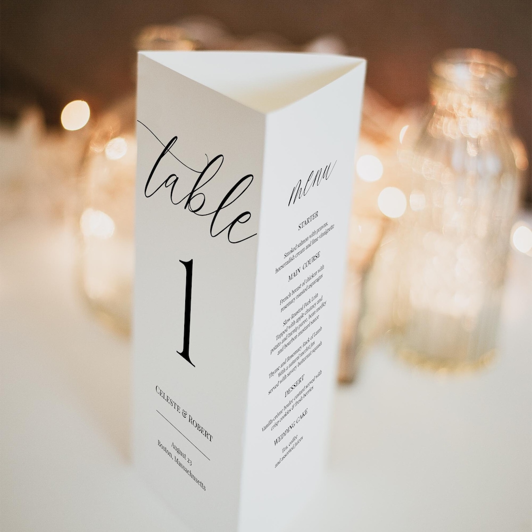 Modern Tri-fold Table Number Template, Instant Download, Editable Tri ...