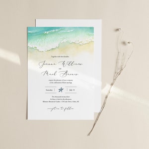 Seashore Wedding Invitation Set Template Download, Editable Beach Wedding Invitation Suite Ocean, Printable DIY Invite Sand, Templett C56 image 5