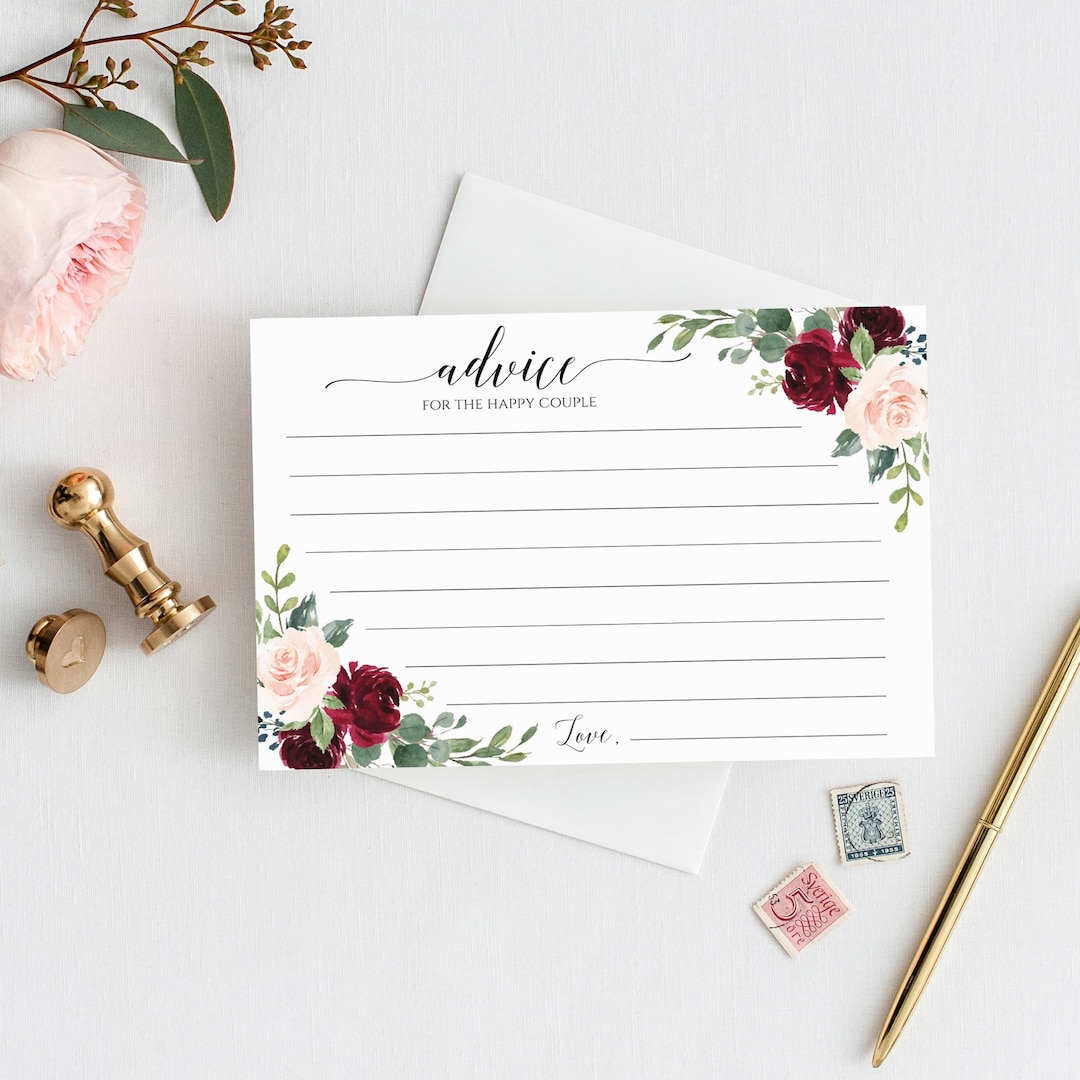Advice for the Happy Couple, Wedding Advice Card, Advice Cards, Advice ...