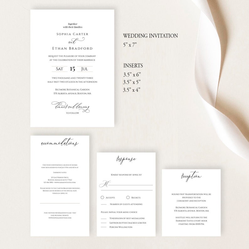 Elegant Pocket Wedding Invitation Suite Classic Pocket Fold Etsy