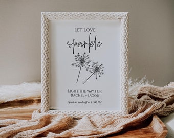 Let Love Sparkle Tag And Sign Template, Wedding Sparkler Sign, Sparkler Holder Tag, Sparkler Send Off Sign, Modern Sparkler Tag Templett C67