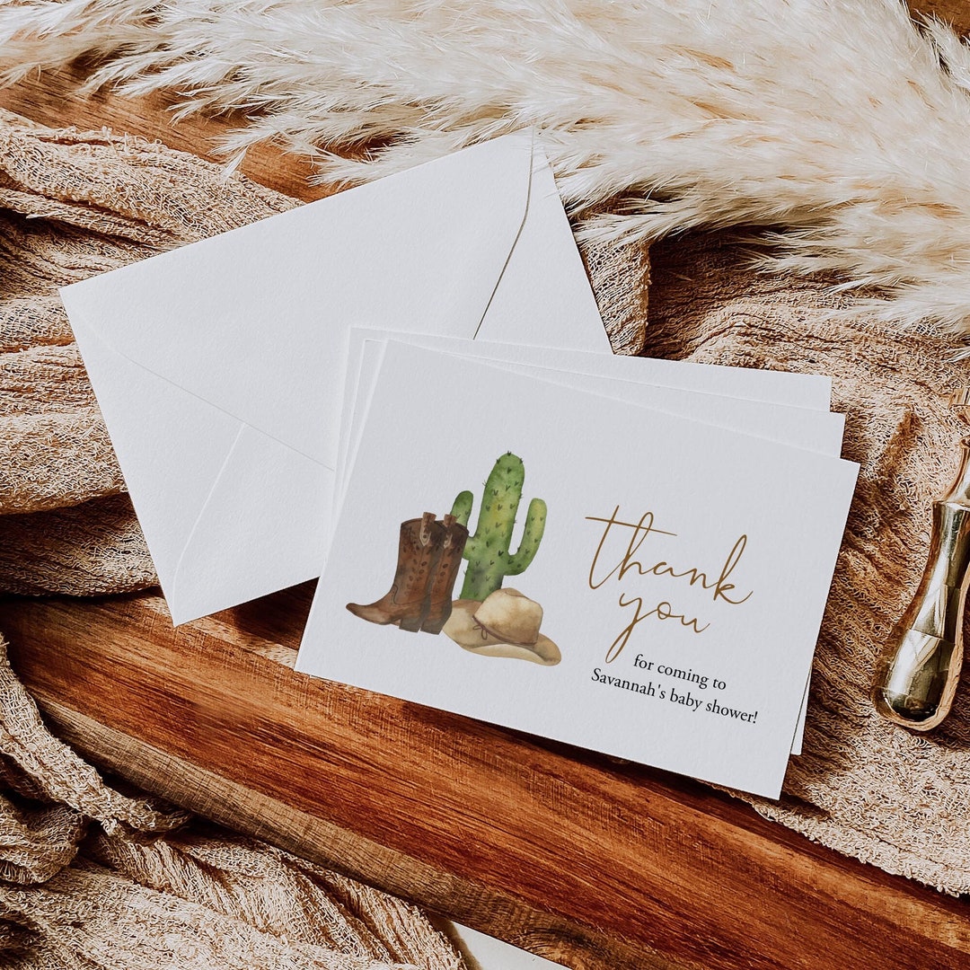Rodeo Thank You Card Template, Editable Boy Thank You Note, Cowboy ...