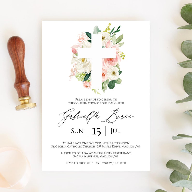 Confirmation Invitation Template Instant Download Printable Etsy