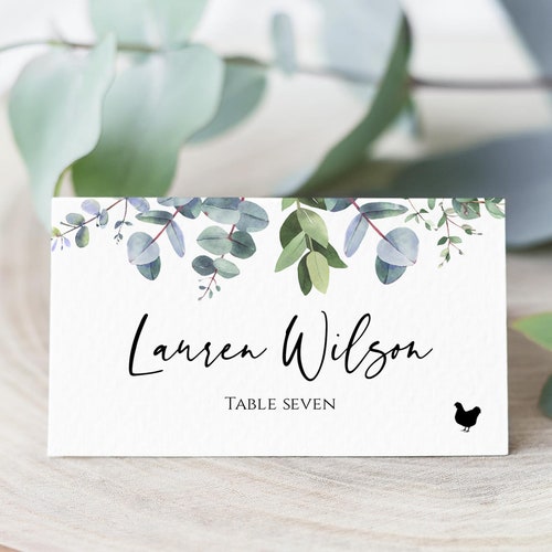 Place Card Template With Meal Icons Editable Wedding Place - Etsy