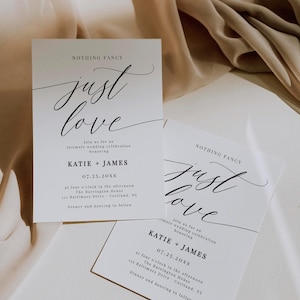 Nothing Fancy Just Love Wedding Invitation Minimalist Elopement Announcement Modern Reception Invitation Simple Wedding Invite, Templett C71