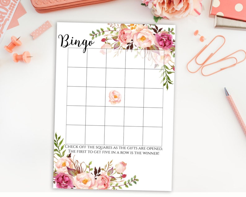 Baby Shower Bingo, Bingo Game, Floral Bingo Game, Bingo Cards, Boho Chic Bingo, Baby Shower Game, Baby Shower Activities, Gender Neutral, C1 image 1