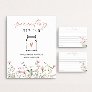 Conseils parentaux pour baby shower de fleurs sauvages Conseils parentaux pour panneaux Cartes florales de conseils pour parents Conseils pour les futurs parents Templett C101