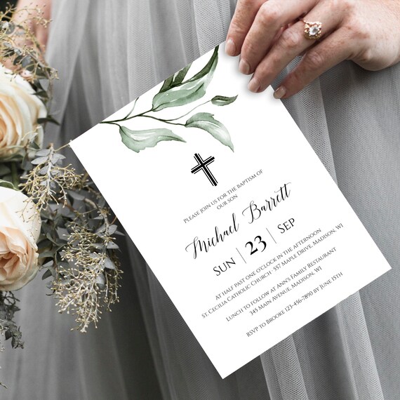 Printable Baptism Invitation Template Editable Boy Baptism - Etsy