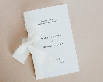 Elegant Folded Wedding Program Template, Formal Ceremony Template, Book Fold Wedding Program, Classic Order Of Ceremony Long, Templett, C89