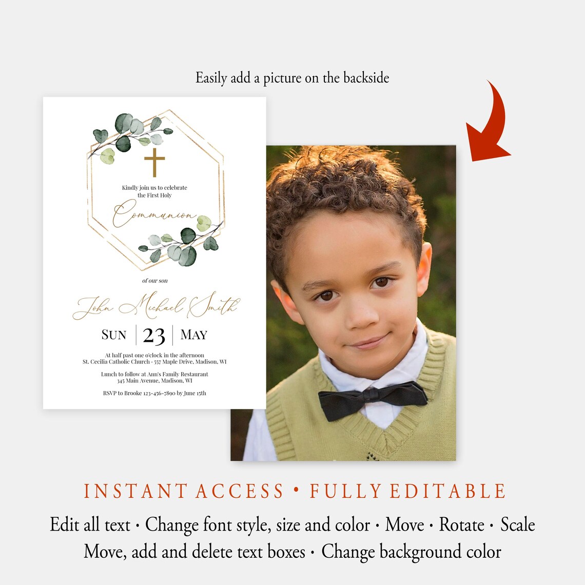 First Communion Invitation Template Instant Download Etsy