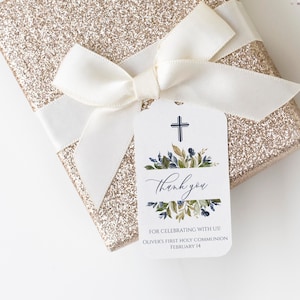 First Holy Communion Thank You Tag Template, Instant Download, 100% Editable Text, Printable Communion Tag, Favor Tag Boy, Templett, C23